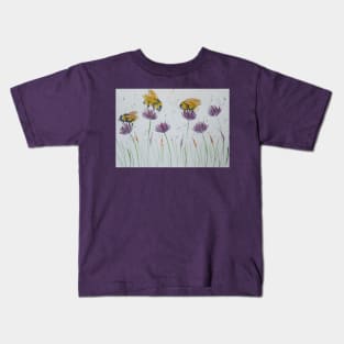 Bumble bees and Purple Flowers Kids T-Shirt